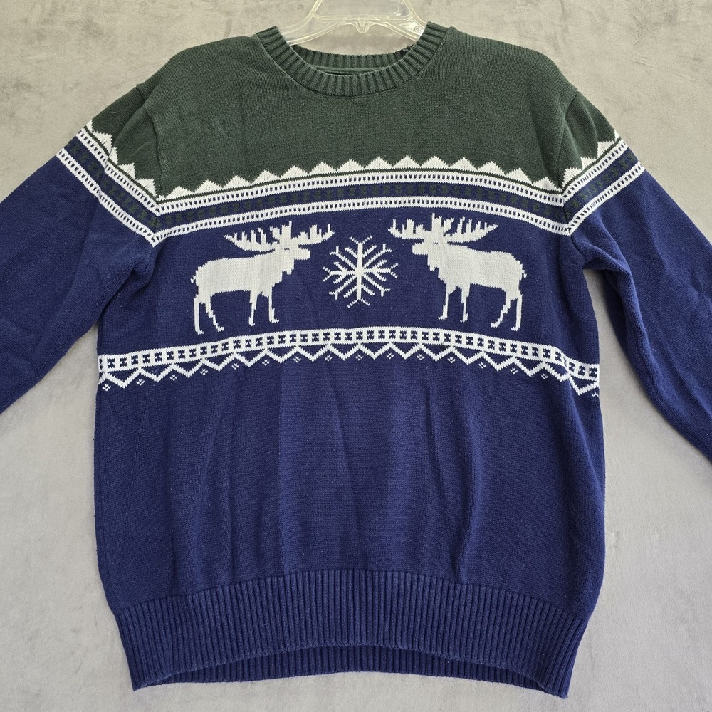 St John's Bay Pullover Sweater Men's Size Large Christmas  Snowflake Reindeer